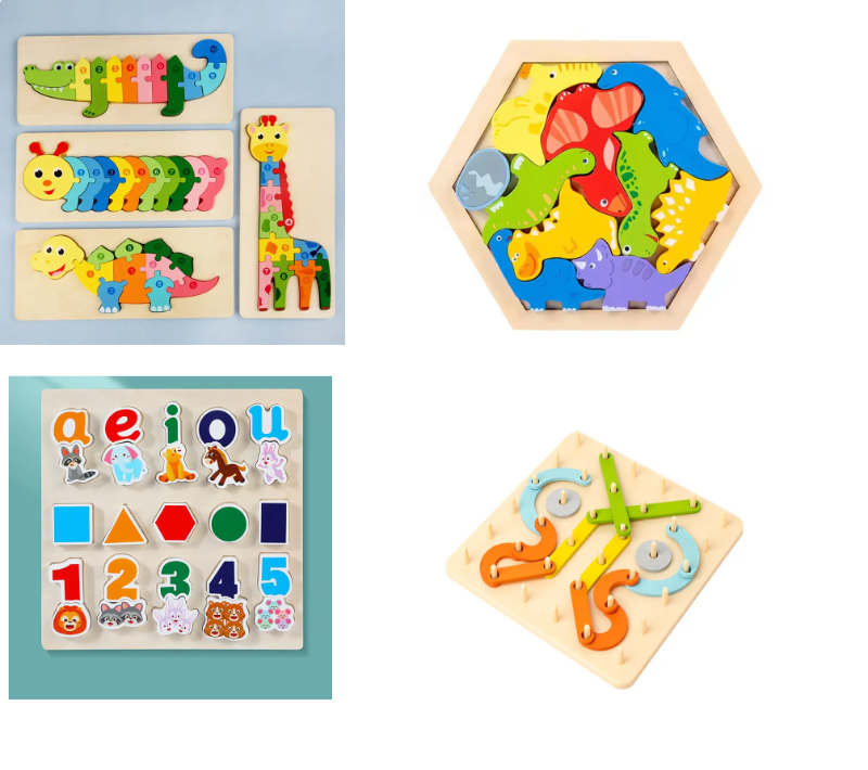 Wooden Puzzles Set (Shapes, Animals)